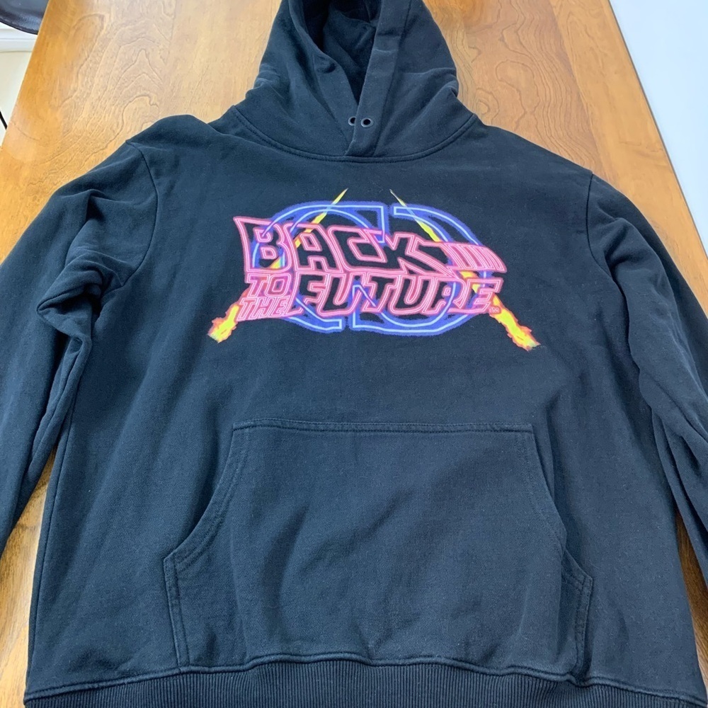 Criminal Damage Hoodie Sweater Black Back To The Future Size Large 80s Movie - Picture 3 of 13